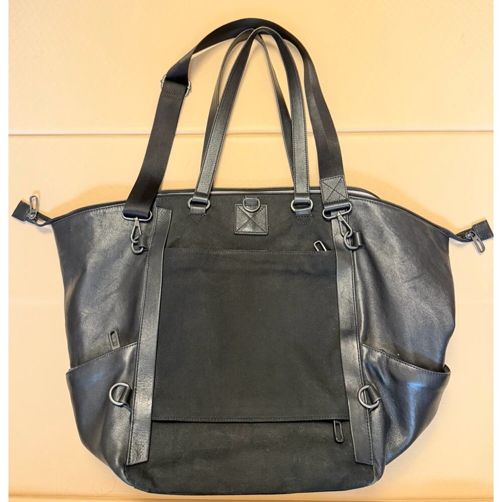 BetaBrand Big Travel Bag Tote Leather Canvas Black Overnight Carry On Backpack - Picture 4 of 9